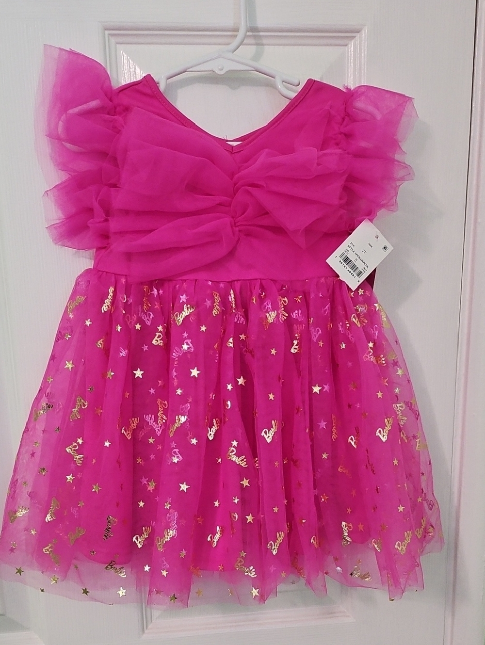 Pink Barbie Tulle Dress with Gold Stars 2T NWT